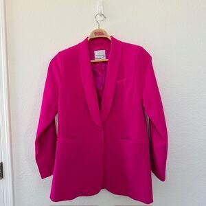 Gibson Latimer Blazer Hot Pink Shawl Collar Pockets Single Breasted Women M NWOT
